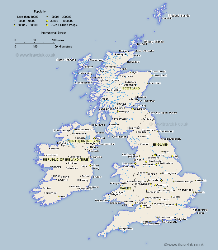 Map of the United Kingdom and Ireland