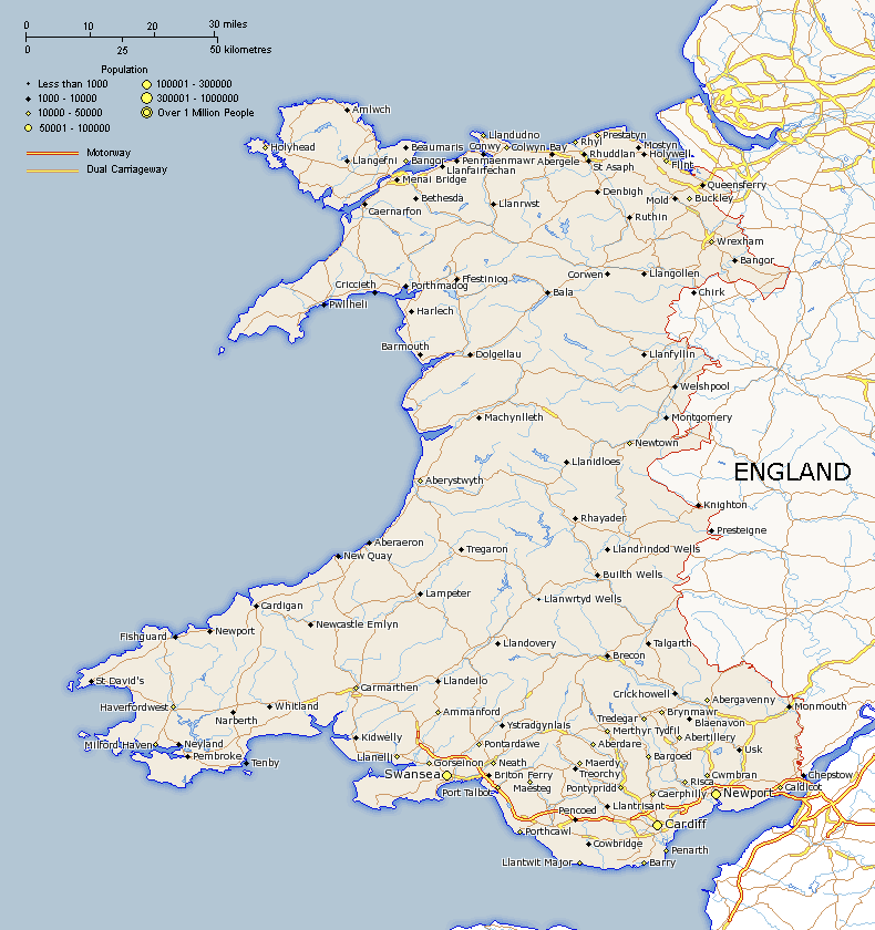 Wales Map, UK