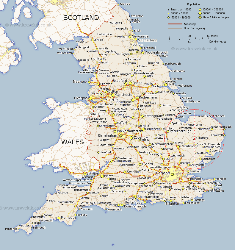 Location of Elveden in England 