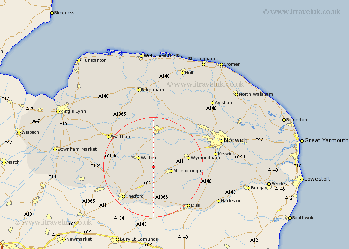 Rockland St Peter Norfolk Map