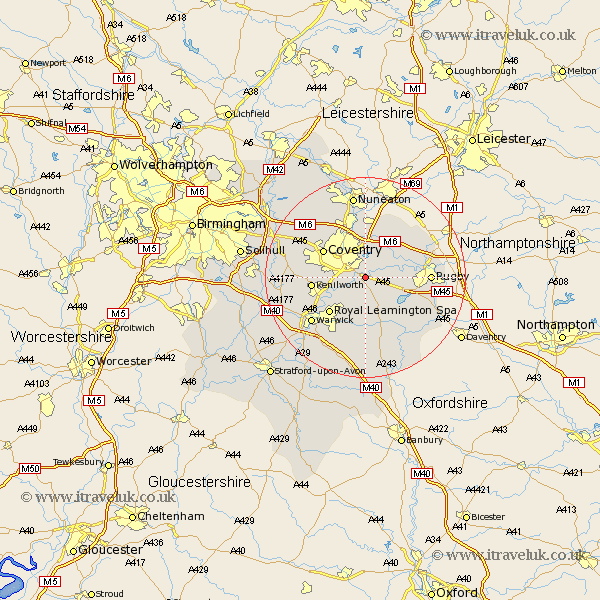 Ryton On Dunsmore Map - Street and Road Maps of Warwickshire England UK