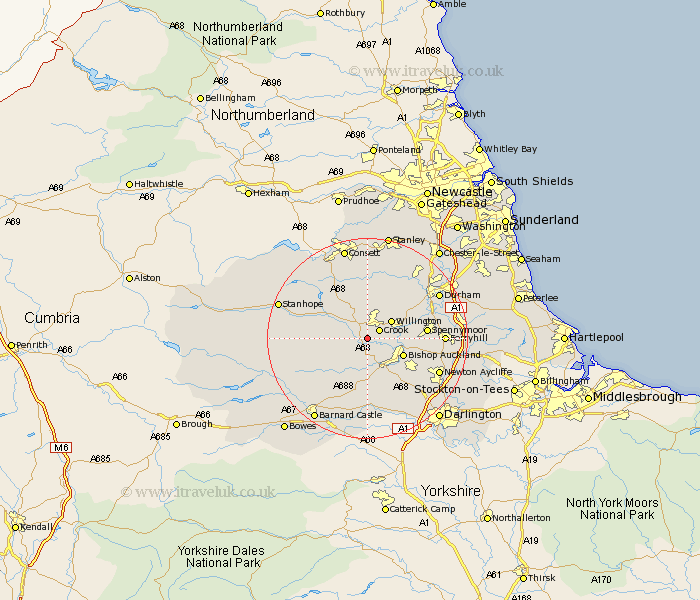 Witton Le Wear Map - Street and Road Maps of Durham England UK