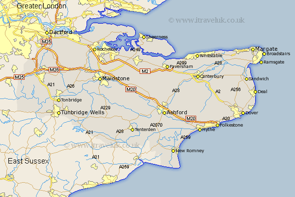 Kent Map - England County Maps: UK